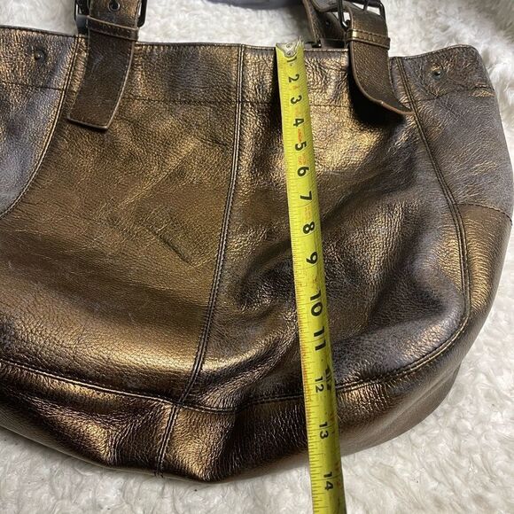 Maurizio Taiuti leather metallic Bronze large tote antique tone buckles - Picture 12 of 16